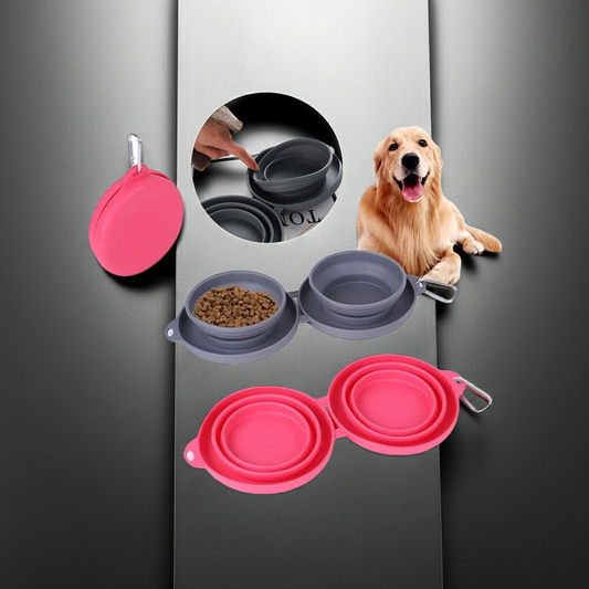 Hopfällbar reseskål för hund och katt